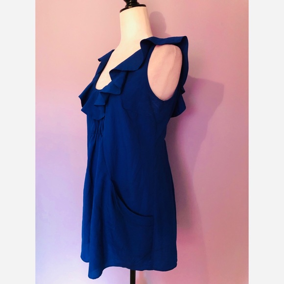 Daniel Rainn Blue Ruffle Tunic with front pockets - Picture 4 of 5